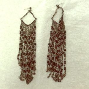 Black and silver dangly earrings